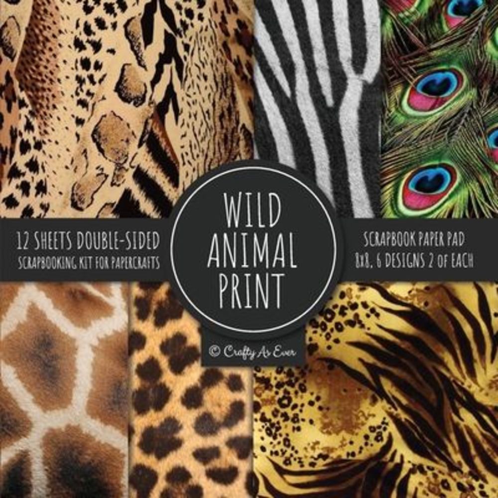 Wild Animal Print Scrapbook Paper Pad 8x8 Scrapbooking Kit for Papercrafts, Card